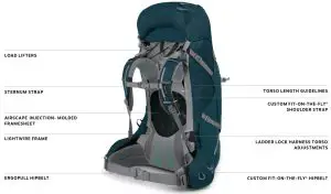 OSPREY AETHER Plus 100 Backpacking Pack-- CARRY