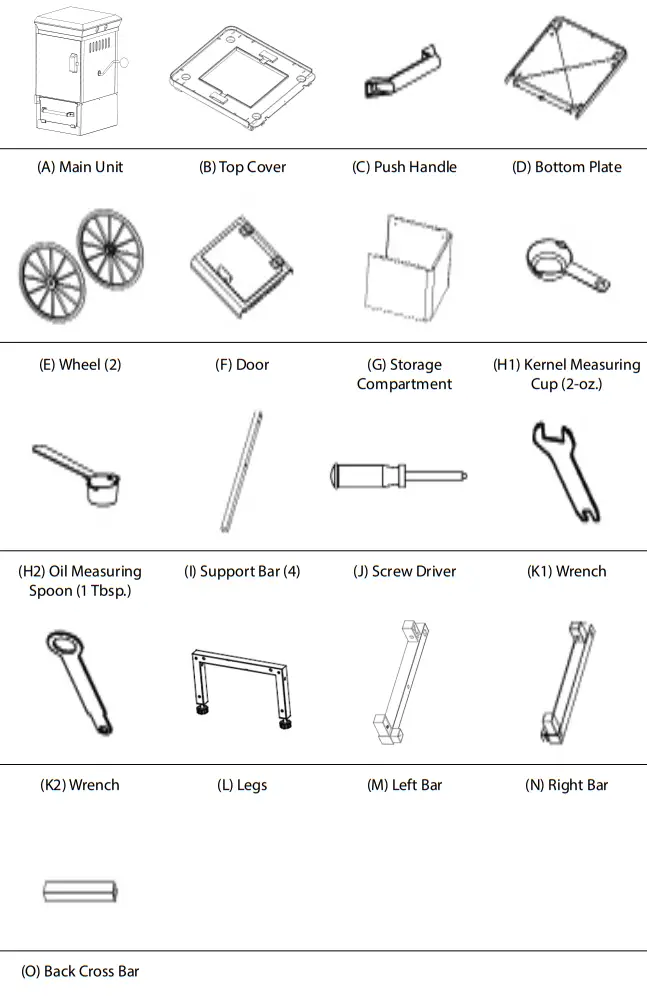 NOSTALGIA NKPCRT25RW Vintage 2.5 Oz. Popcorn Cart - Parts