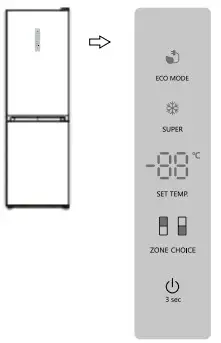 INVENTUM RR2600 Freestanding Fridge Freezer - Control panel