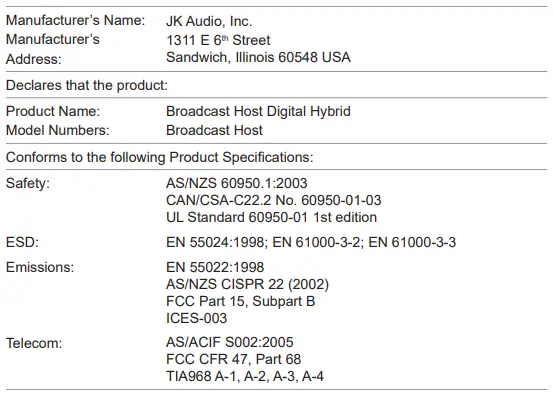 JK Audio Broadcast Host Analog Desktop Digital Hybrid-fig11