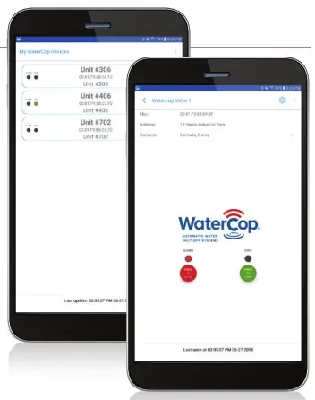 Watercop WCSCLV SmartConnect WiFi and App Interface - Version