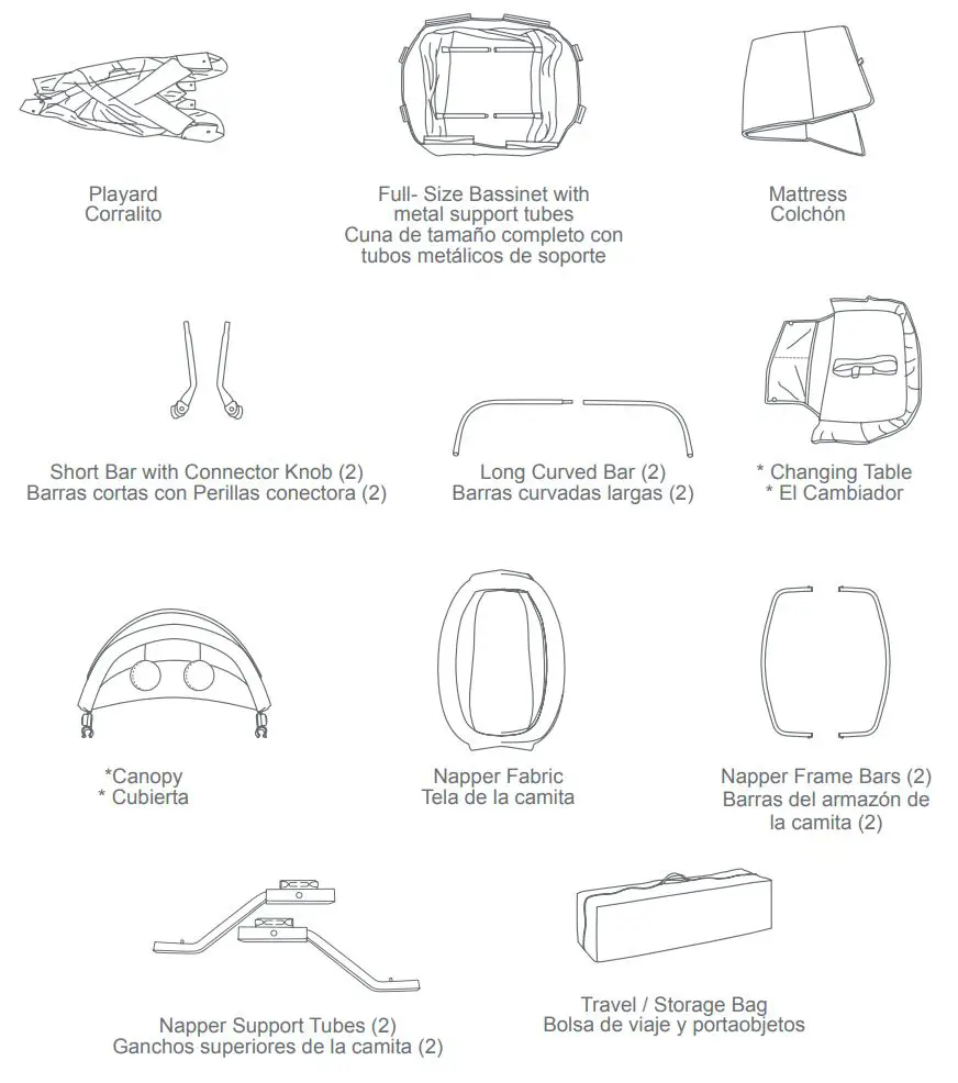 babytrend PY86XXXC Lil Snooze Deluxe II Nursery Center Playard Instruction Manual - PARTS PIEZAS