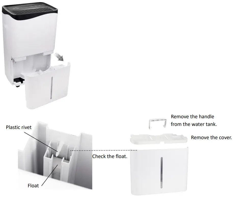 emerio DH 1274891 Portable Dehumidifier - Emptying the water tank