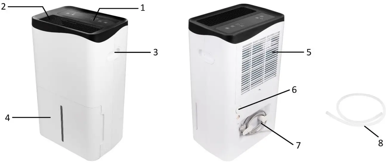 emerio DH 1274891 Portable Dehumidifier - PARTS DESCRIPTION