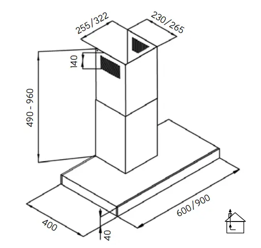 LAPETEK-JONA-Slim X2-60-60cm-Wall-Mount Kitchen-Hood-FIG1