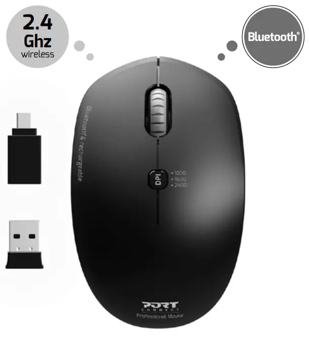 PORT CONNECT Bluetooth + Wireless & Rechargeable Mobility Mouse