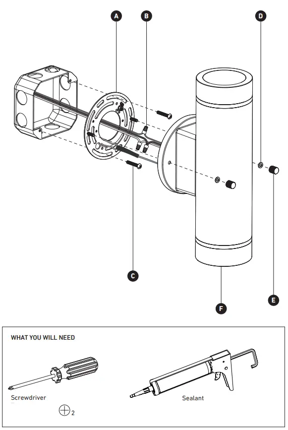 artika OUT-C7LC-WT Stainless Steel Outdoor Wall Light - Fig 1