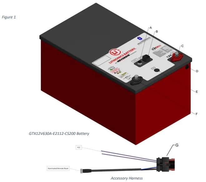 Lithionics Battery GTX12V630A-E2112-CS200 NeverDie Compact Series 200 Internal BMS - Featured image