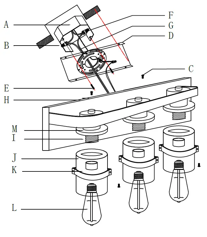 ExBrite LWSVL1311GB 23-Inch 3-Light Matte Black and Gold Industrial Vanity Light 3