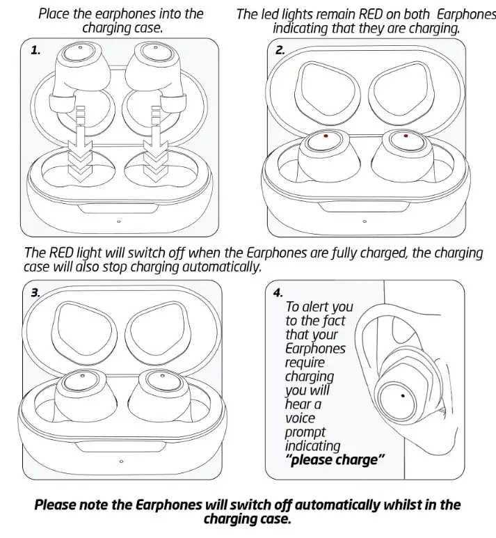 Groov-e GV-TW05 VibeBuds True Wireless Earphones - Charging the Earphones