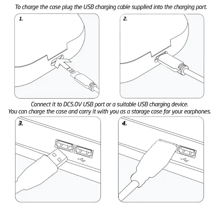 Groov-e GV-TW05 VibeBuds True Wireless Earphones - Charging the case