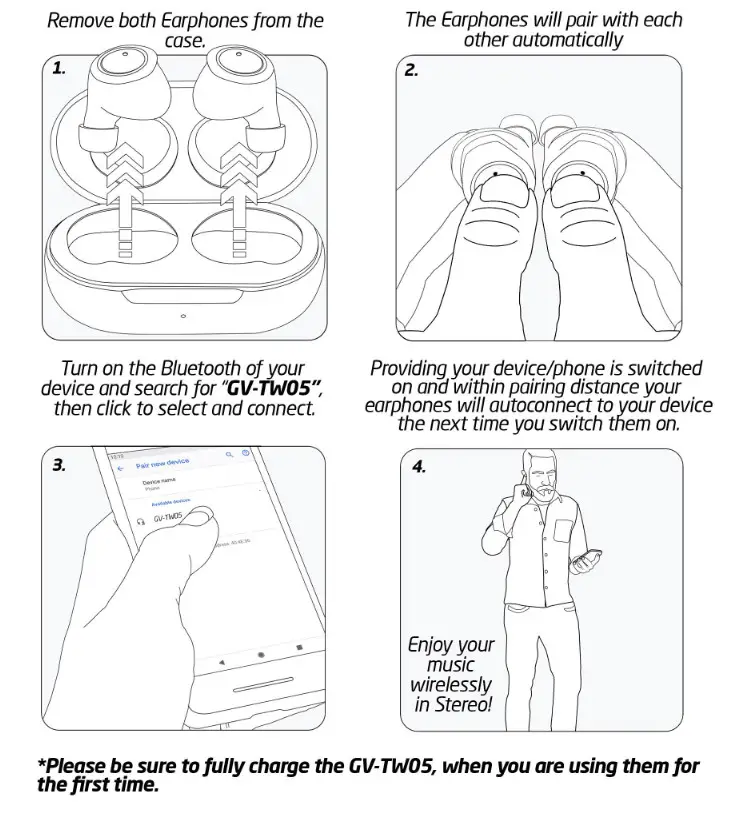 Groov-e GV-TW05 VibeBuds True Wireless Earphones - how to Pair