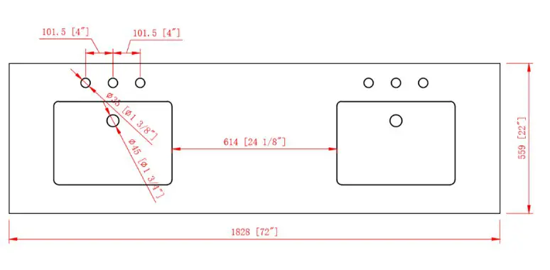 THE HOME DEPOT Jasper 72 Inch Bathroom Vanity - DIMENSIONS 1