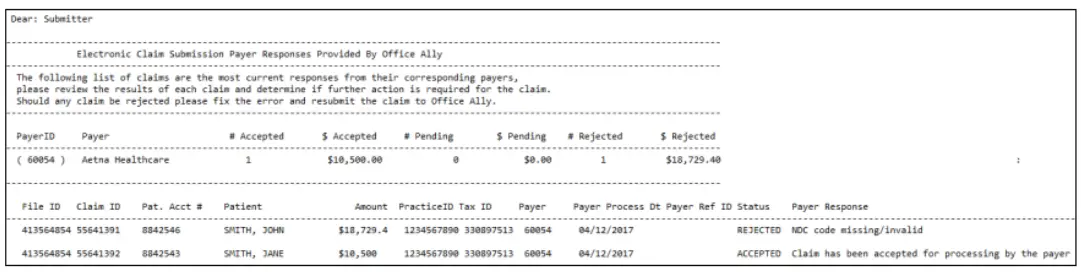 Office Ally OA Processing Application - 3