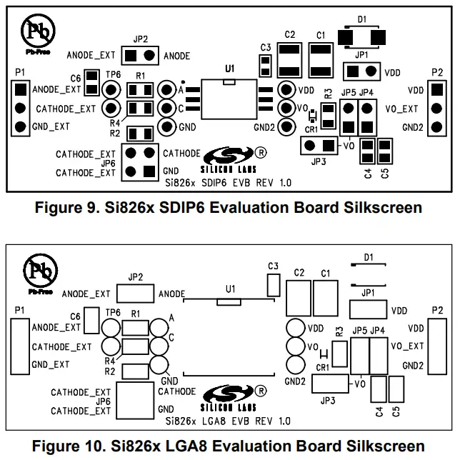 SILICON LABS Si826X Led Emulator Input Isodriver Evaluation Board - Board Silkscreen1