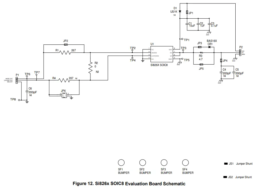 SILICON LABS Si826X Led Emulator Input Isodriver Evaluation Board - Evaluation Board Schematic 1