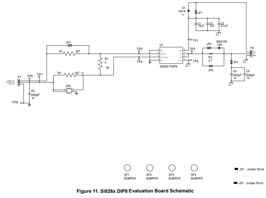 SILICON LABS Si826X Led Emulator Input Isodriver Evaluation Board - Evaluation Board Schematic