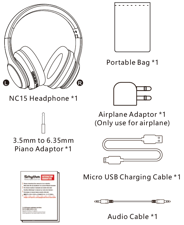 Srhythm NC15 Noise Cancelling Headphone in the box