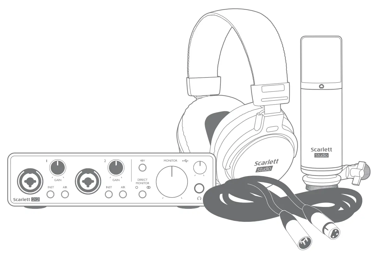 Focusrite 2I2-STU-3G Scarlett 2i2 Studio 3rd Gen 2x2 USB Audio Interface and Recording Bundle