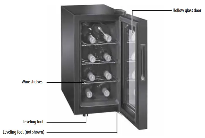 INSIGNIA NS-WC8BK6 8-Bottle Wine Cooler - Components