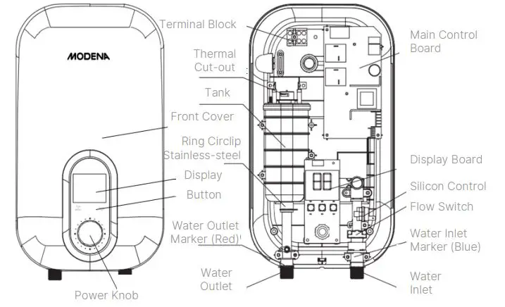 MODENA Veloce Series Electric Instant Water Heater fig1