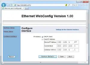 Set Ethernet port IP Address