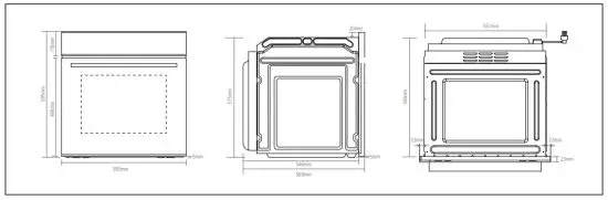 caple C2234 Classic Single Oven - OVEN DIMENSIONS