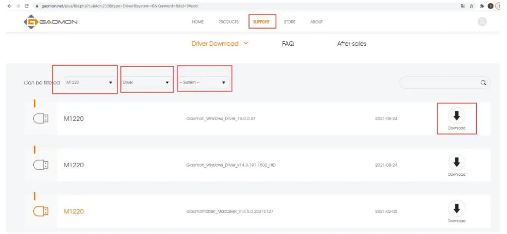 GAOMON M1220 Pen Tablet - OS Compatibility