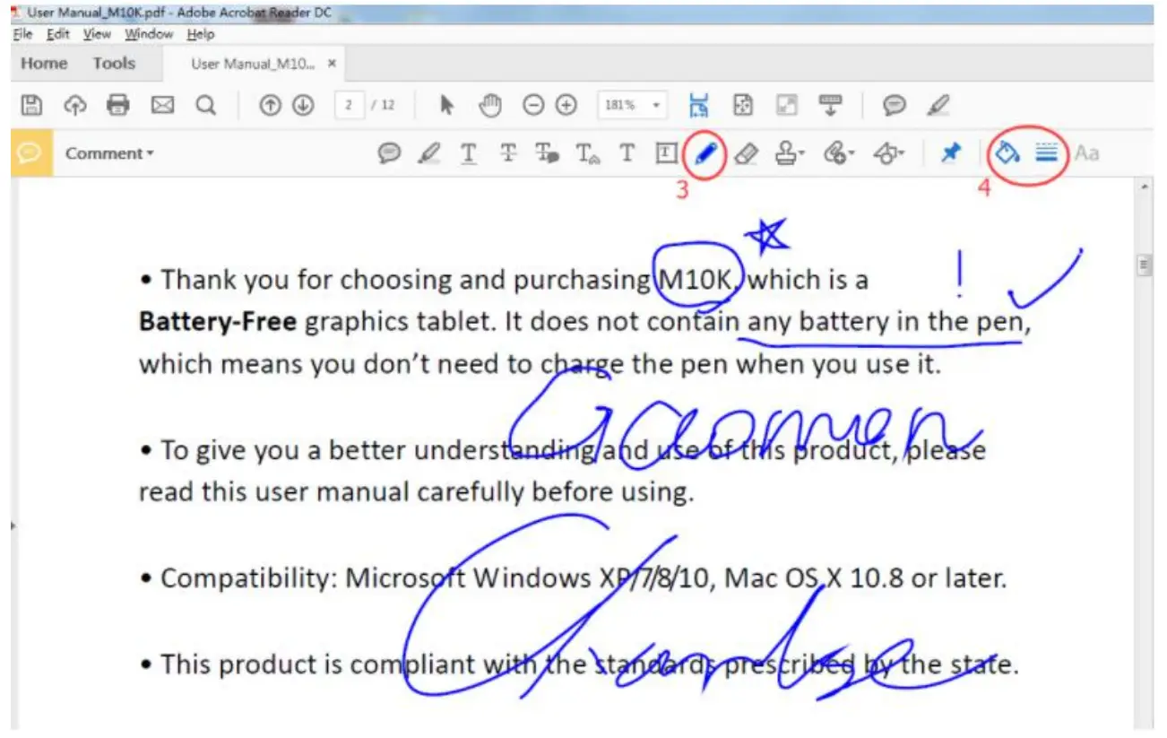 GAOMON M1220 Pen Tablet - mark