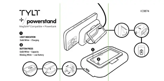 TYLT IC3874 Power Stand MagSafe Compatible + Power Bank-1
