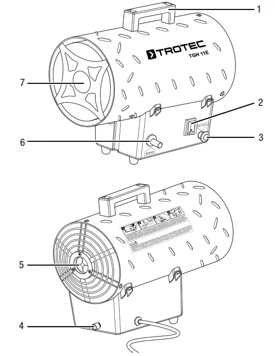 Trotec TGH11E Gas Heater Fan - Information about the device 1