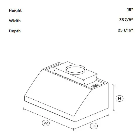 FISHER PAYKEL HCB36-12_N Wall Range Hood - DIMENSIONS