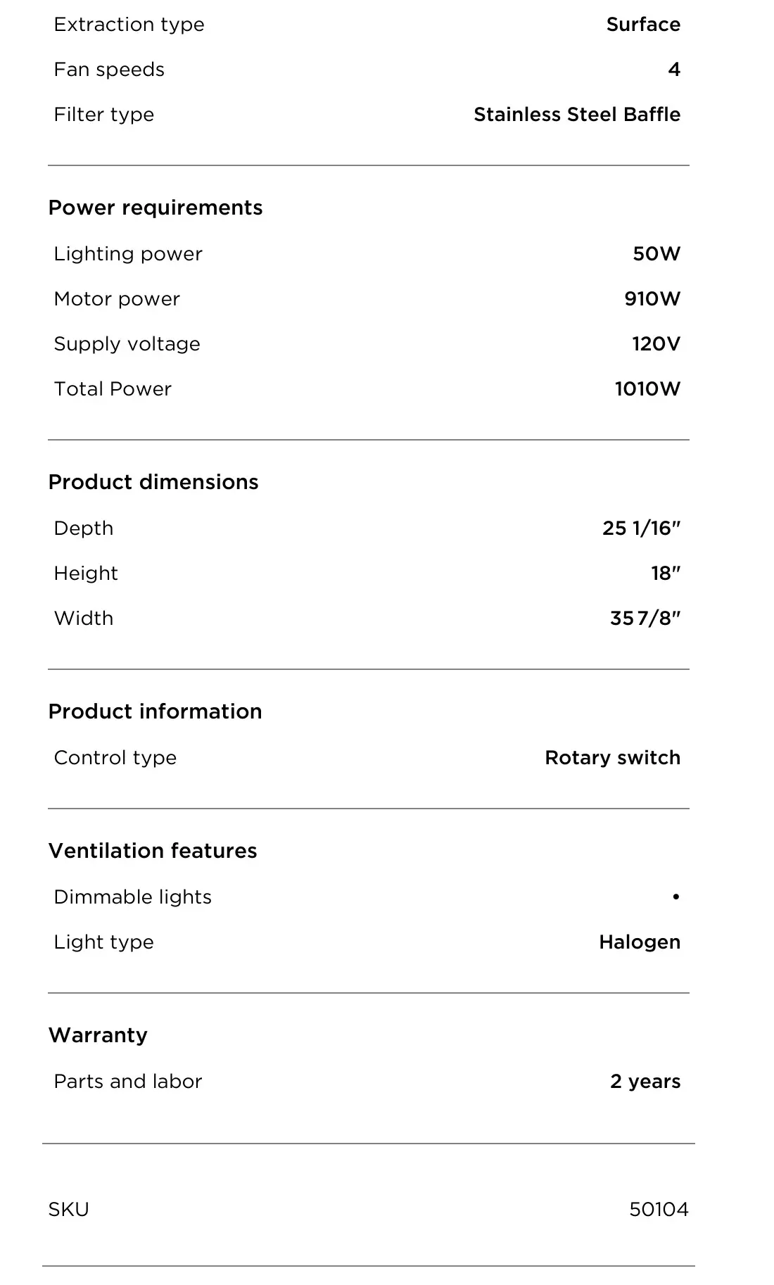 FISHER PAYKEL HCB36-12_N Wall Range Hood - SPECIFICATIONS 2