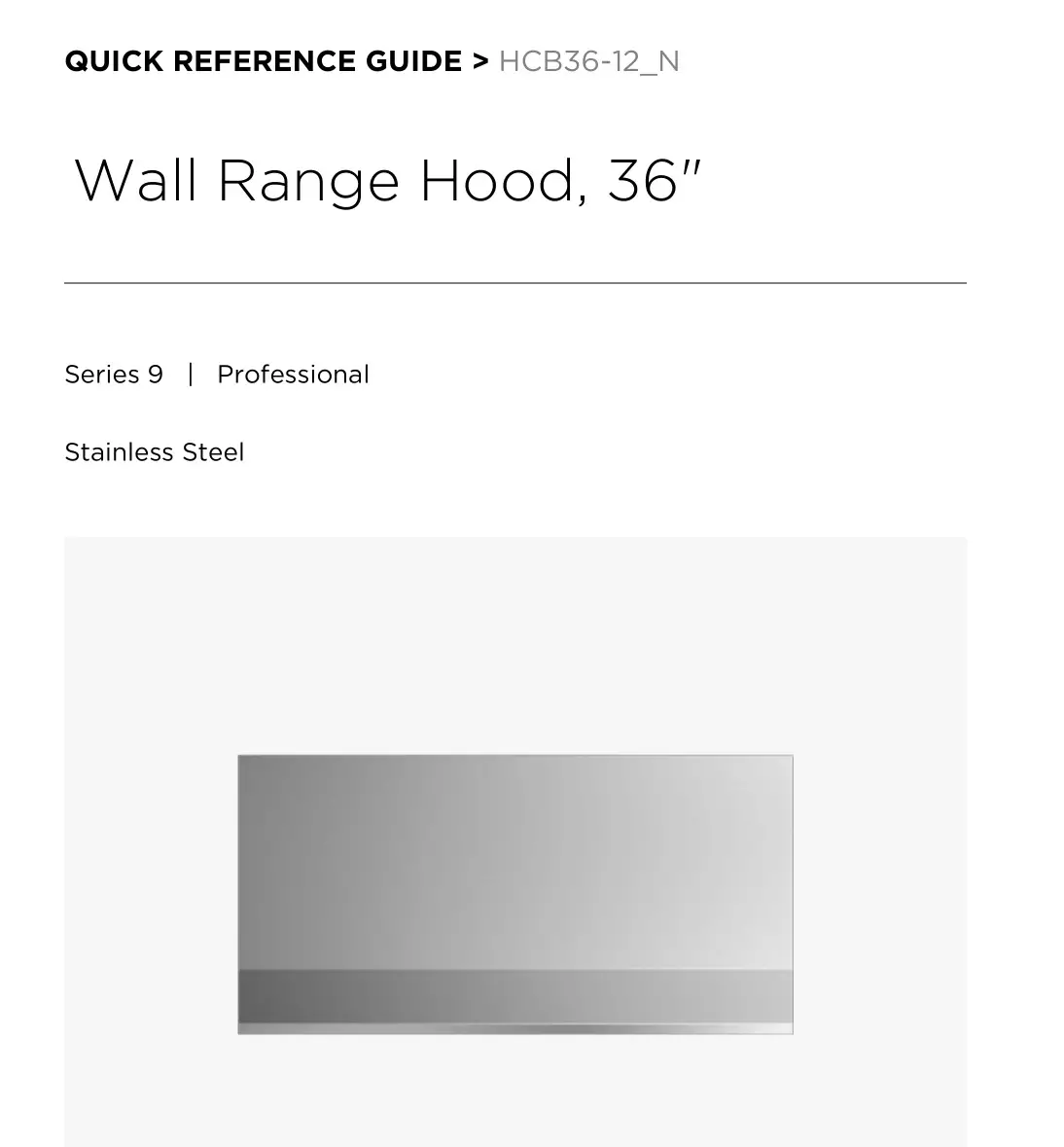 FISHER PAYKEL HCB36-12_N Wall Range Hood User Guide