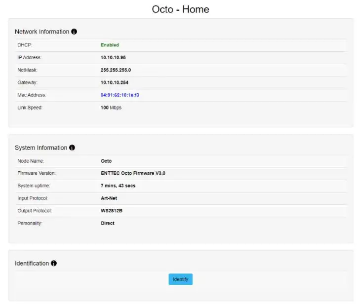 ENTTEC ENT71521 OCTO MK2 DIN Rail LED Pixel Controller - displays