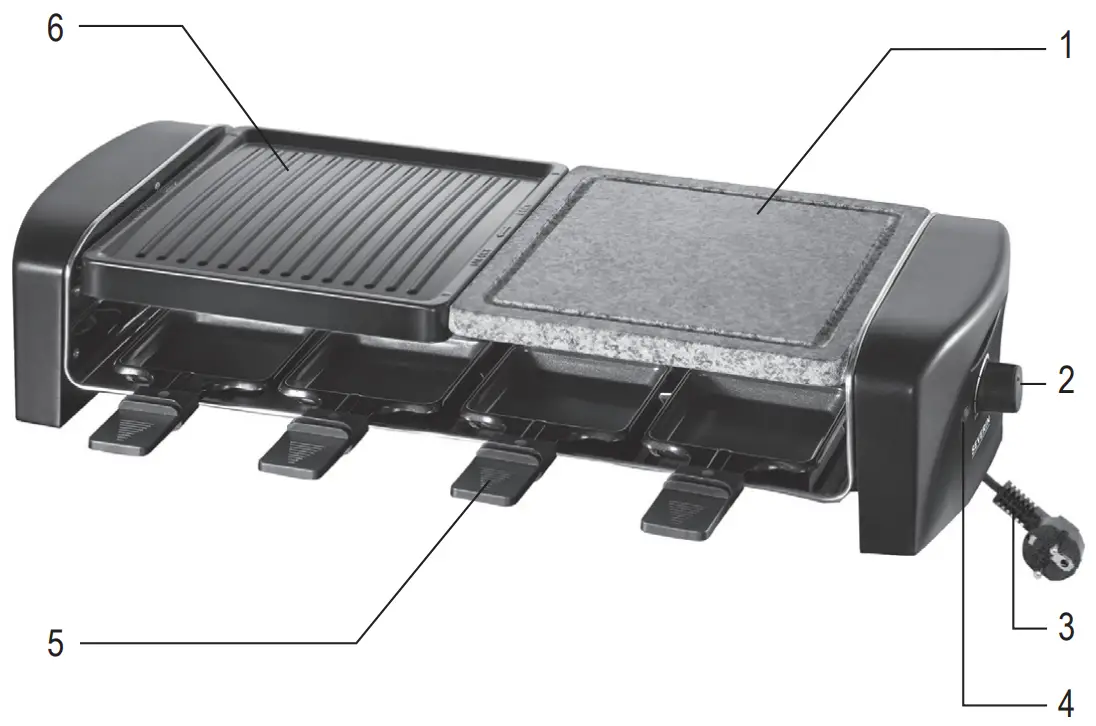 SEVERIN RG 9645 Raclette Party Grill with Natural Grill Stone - FIG