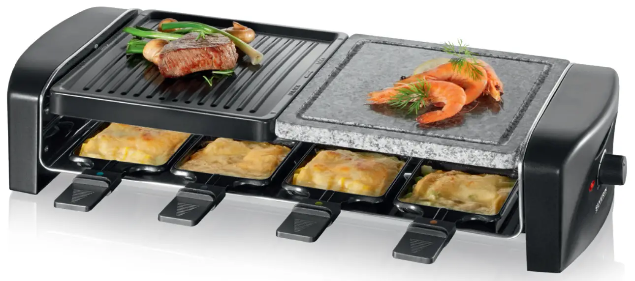 SEVERIN RG 9645 Raclette Party Grill with Natural Grill Stone
