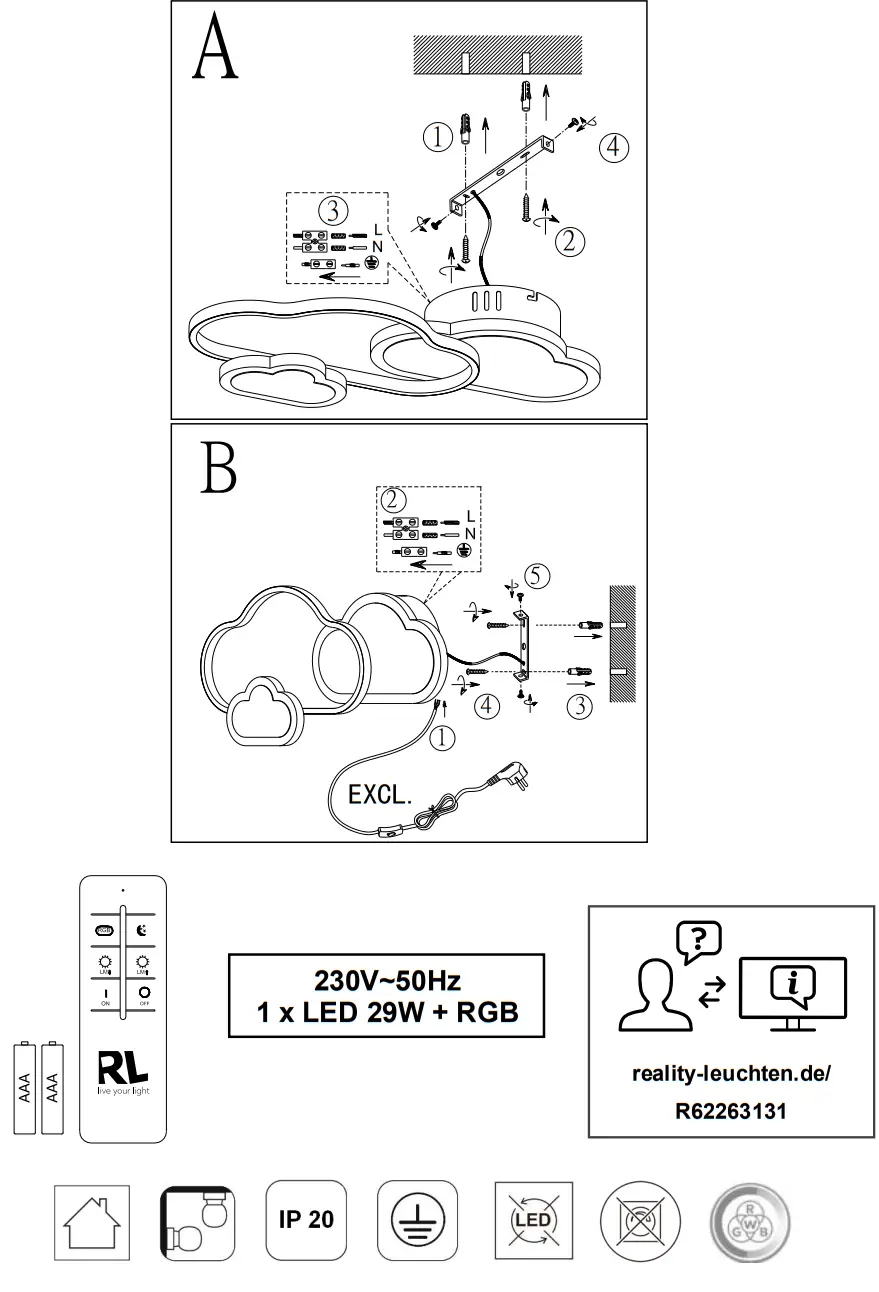 TRIO LIGHTING R62263131 Cloudy Wall Lamp - fig