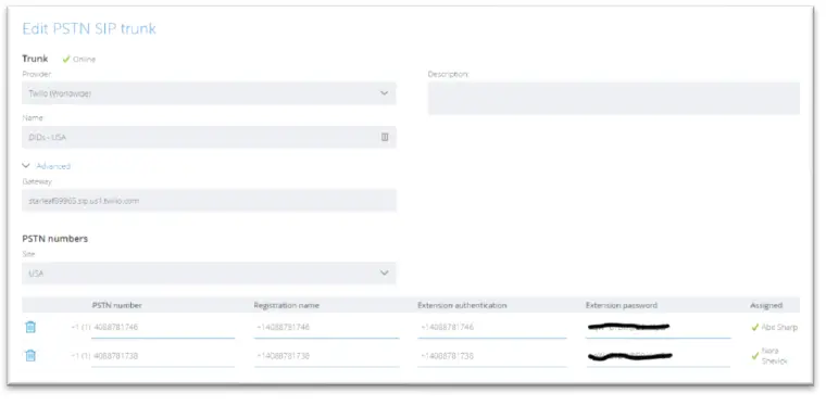 Software s Twilio setup for StarLeaf VoiceConnect 12