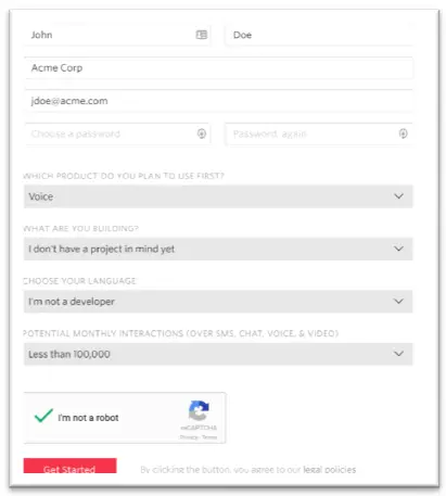 Software s Twilio setup for StarLeaf VoiceConnect 1