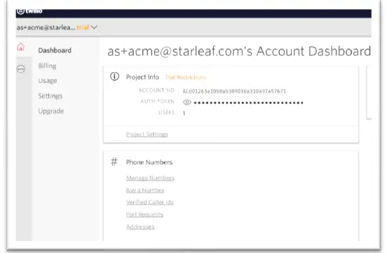 Software s Twilio setup for StarLeaf VoiceConnect 4