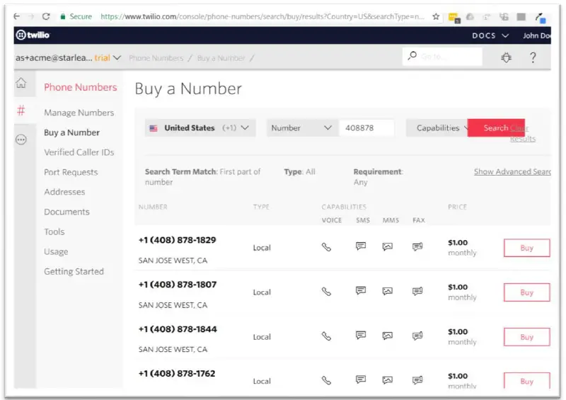 Software s Twilio setup for StarLeaf VoiceConnect 5