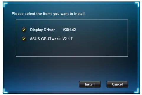 ASUS RX 580 Graphics Card - Install button