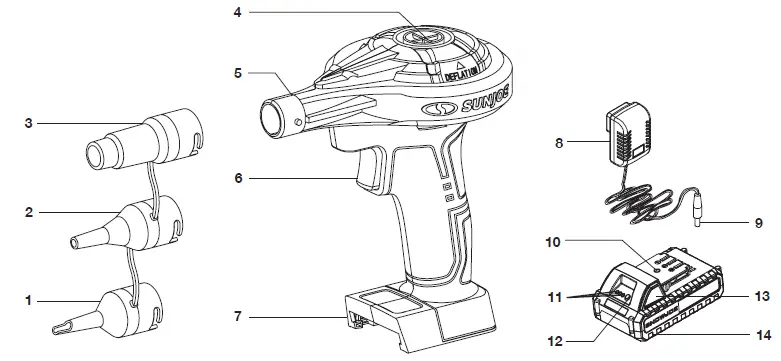 SUN JOE 24V-AJC-LTW-RM Cordless High Volume Inflator Kit-7