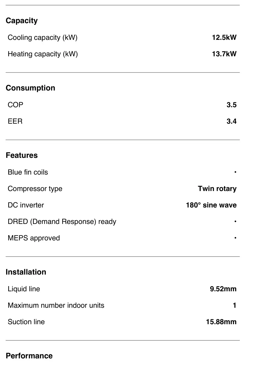 Haier 1UH125P1ERK 12.5 kW Smart Power Outdoor 3 Phase - SPECIFICATIONS