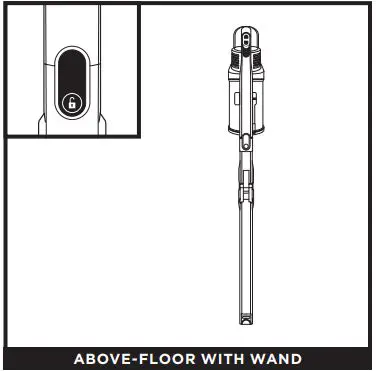 Shark IZ201UK IZ251UK Anti Hair Wrap & DuoClean Cordless Vacuum Instructions - ABOVE-FLOOR WITH WAND