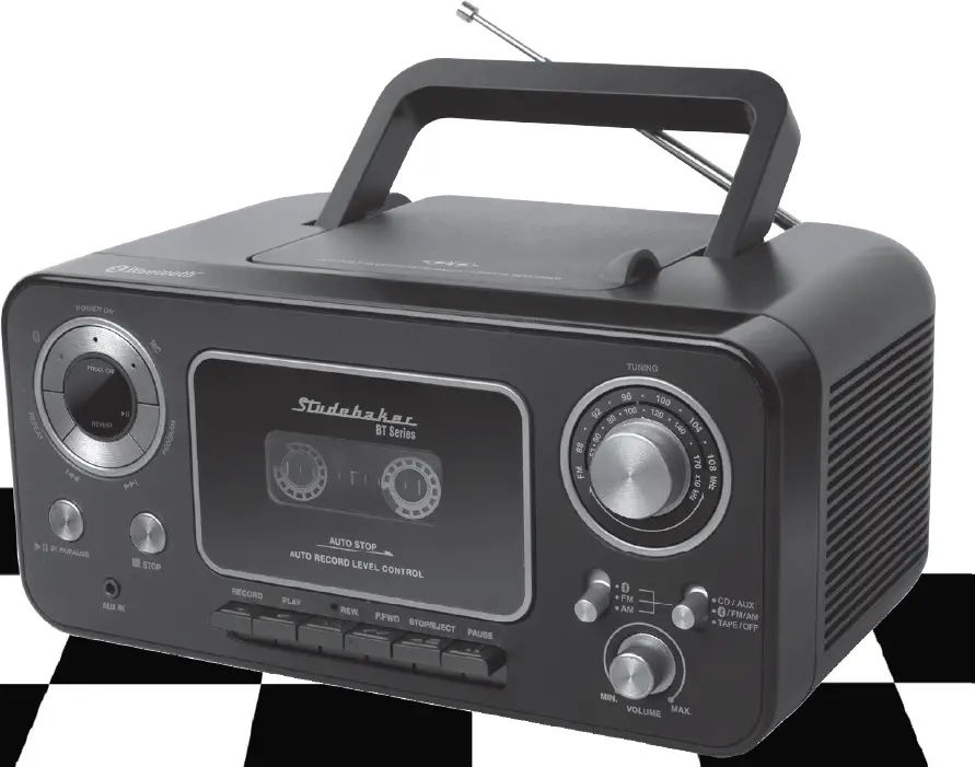 Studebaker SB2135BT Portable Stereo CD Player with Bluetooth AM-FM Stereo Radio and Cassette Player-Recorder product