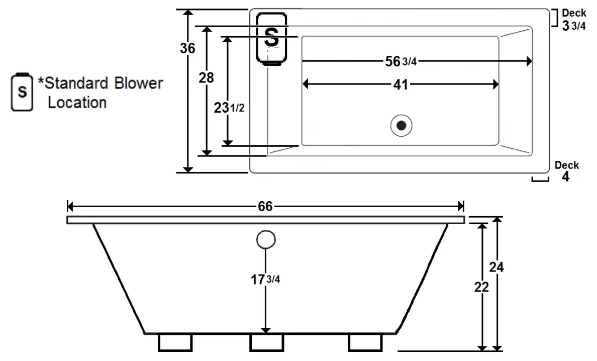 Laurel Mountain 6636FA064 Farrell 1 66 Inch x 36 Inch Drop-In Acrylic Air Bath - fig