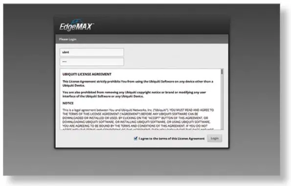 EdgeRouter ER-4 User Guide - Enter ubnt in the Username and Password fields