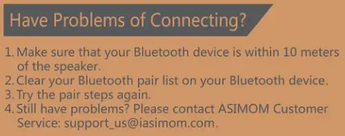 Asimom Wireless Bluetooth Speaker ASIMOM EX70 - Have Problem of Connecting.